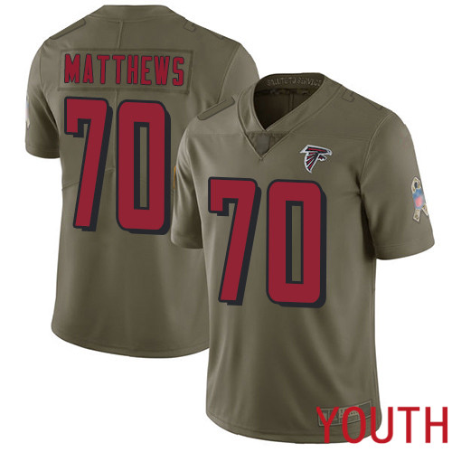 Atlanta Falcons Limited Olive Youth Jake Matthews Jersey NFL Football #70 2017 Salute to Service